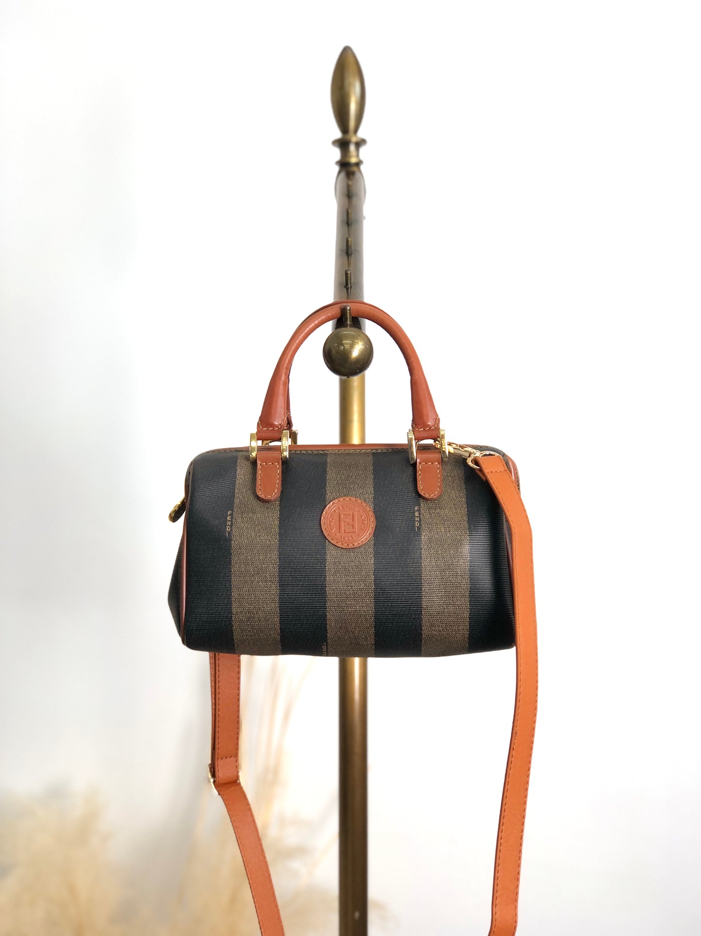 FENDI Pecan Two-way Small Boston bag Shoulder bag Brown Vintage wcnfzp