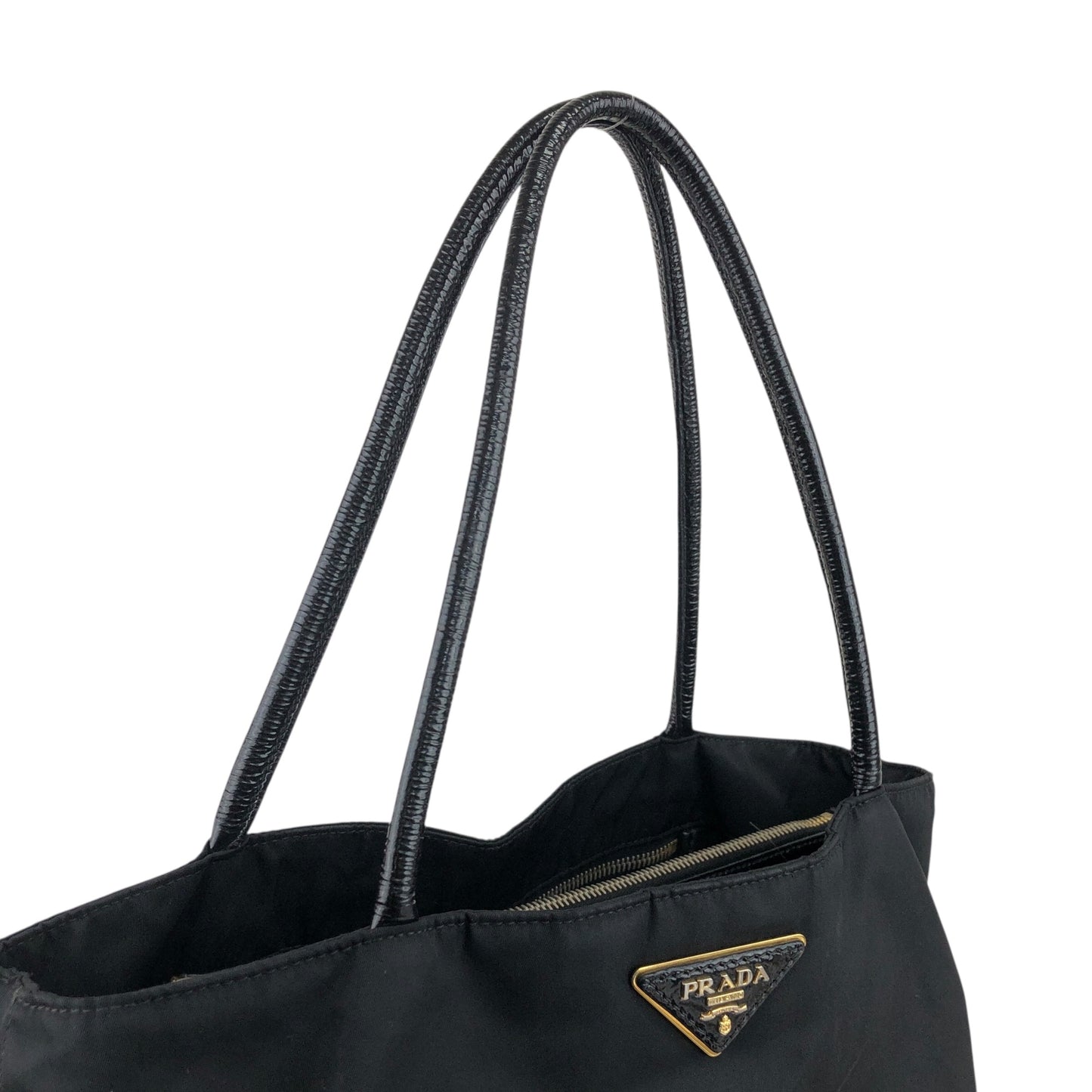 PRADA Tessuto Triangle Logo Handbag Black Vintage yiktvs