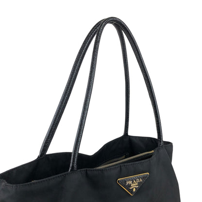 PRADA Tessuto Triangle Logo Handbag Black Vintage yiktvs