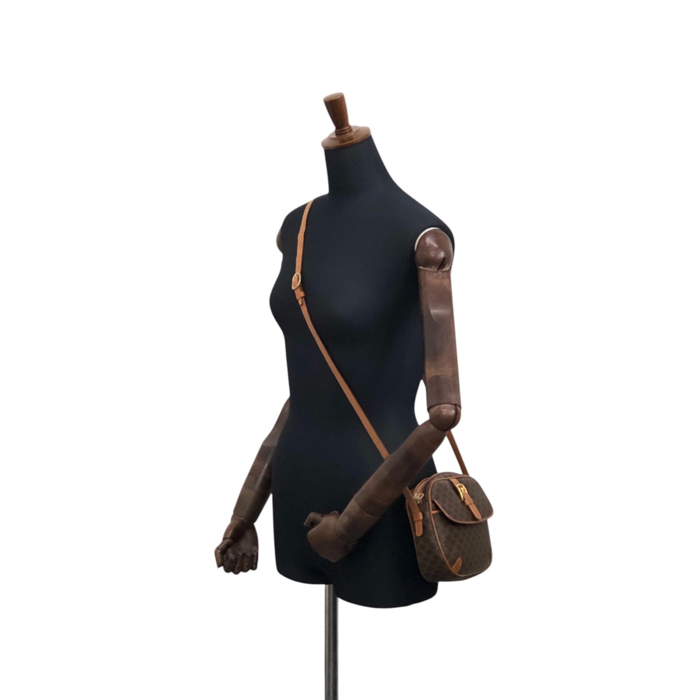 CELINE Macadam Front Buckle Shoulder bag Brown Vintage htiyru