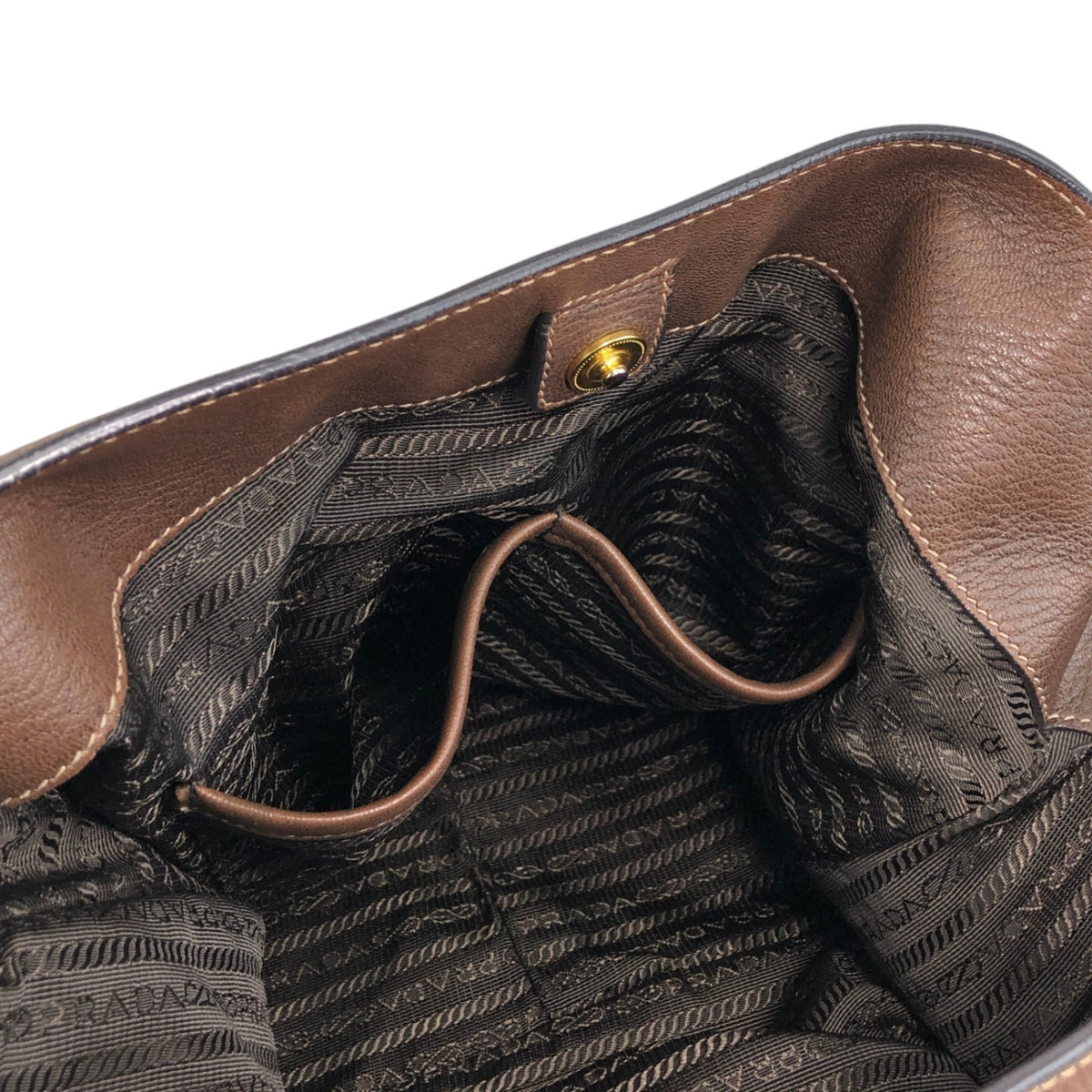 PRADA Triangle Logo Shoulder bag Hobobag Brown Vintage ajvtv2