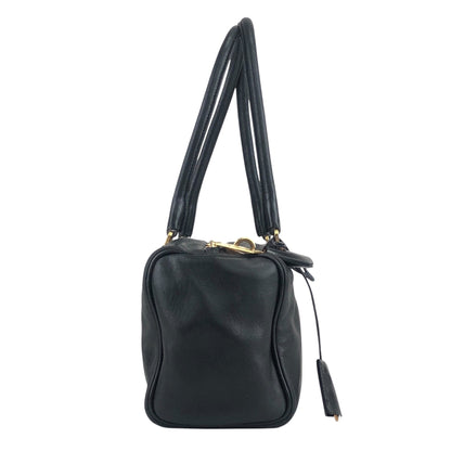 PRADA Logo Embossed Handbag Black Vintage fu6tga