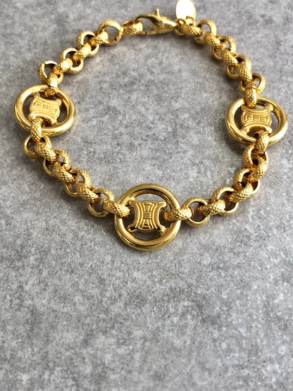 CELINE Blason Bracelet Gold Vintage fhi8d4