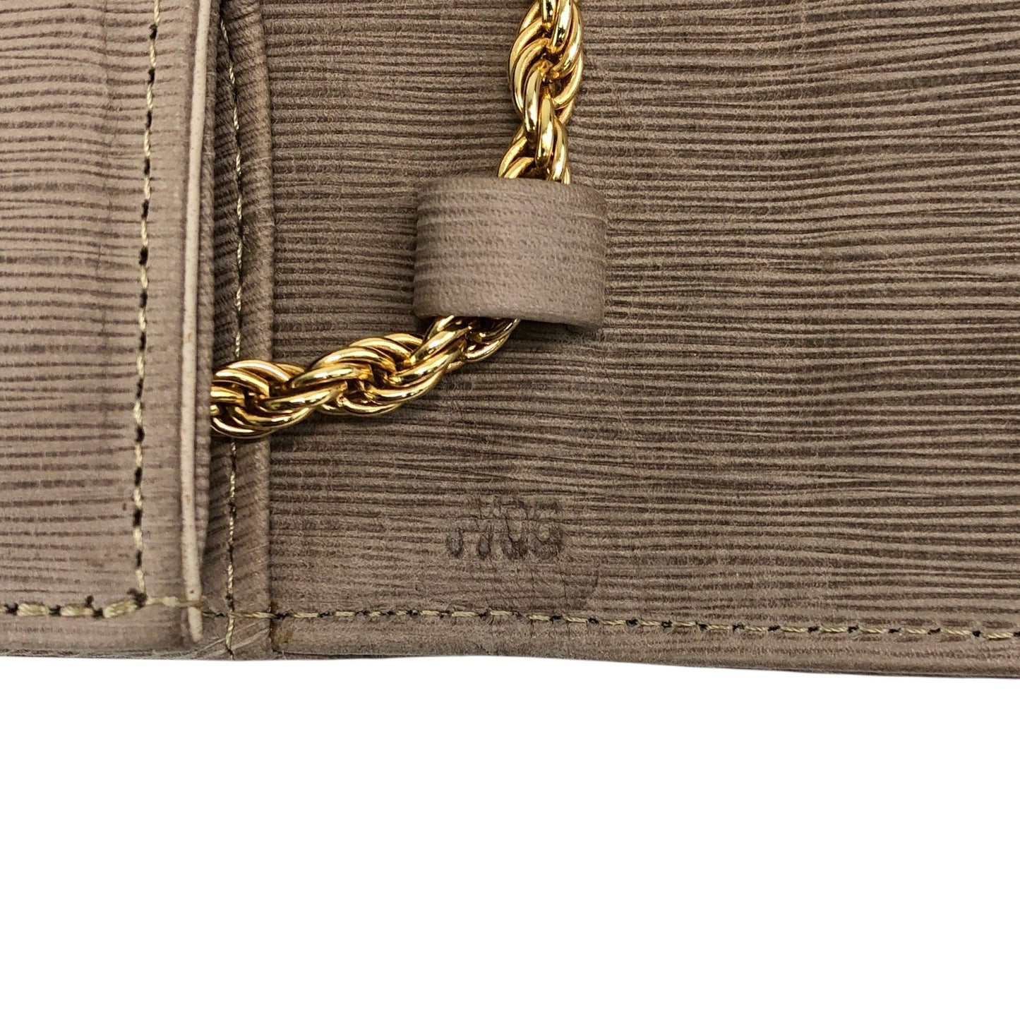 CELINE Triomphe Rhinestone Chain Shoulder bag Beige Vintage x4sgdj