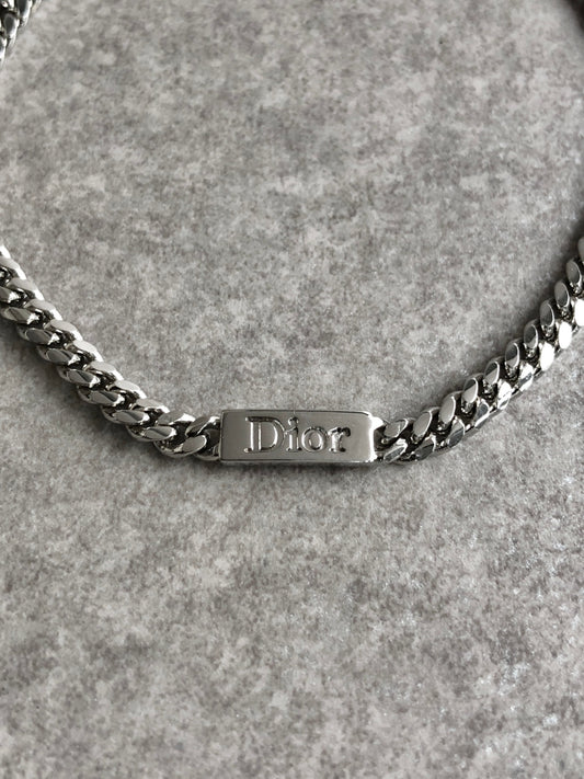 Christian Dior Logo Motif Bracelet Silver Vintage h56tec