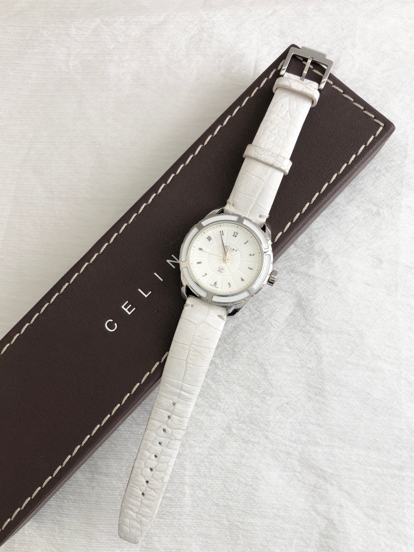 CELINE Quartz Watch White Vintage x4tfzi