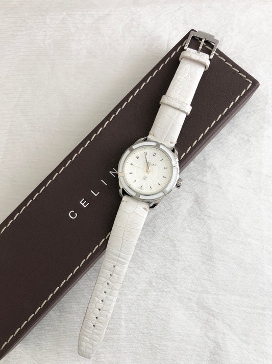 CELINE Quartz Watch White Vintage x4tfzi