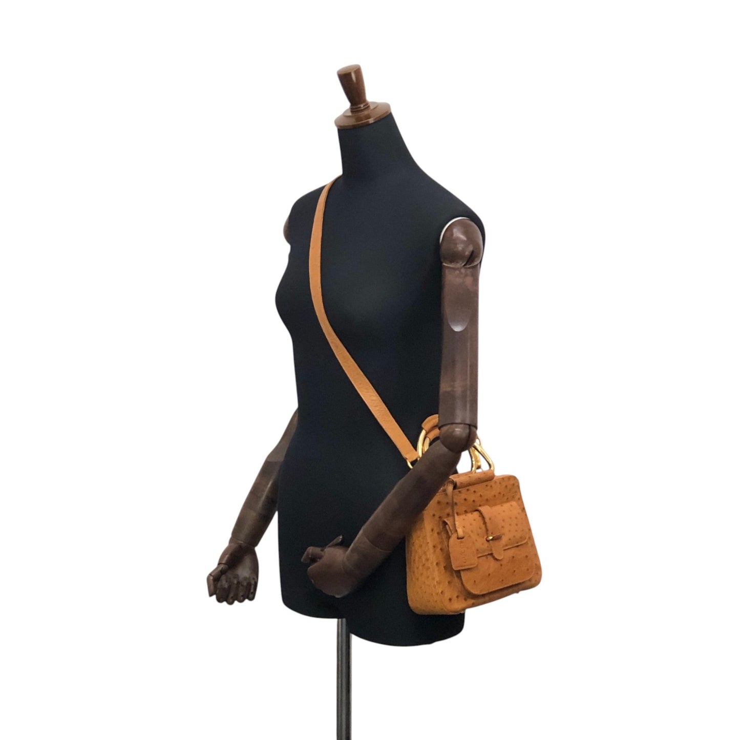 GUCCI Metal Handle Two-way Handbag Shoulder bag Brown Vintage suvydz