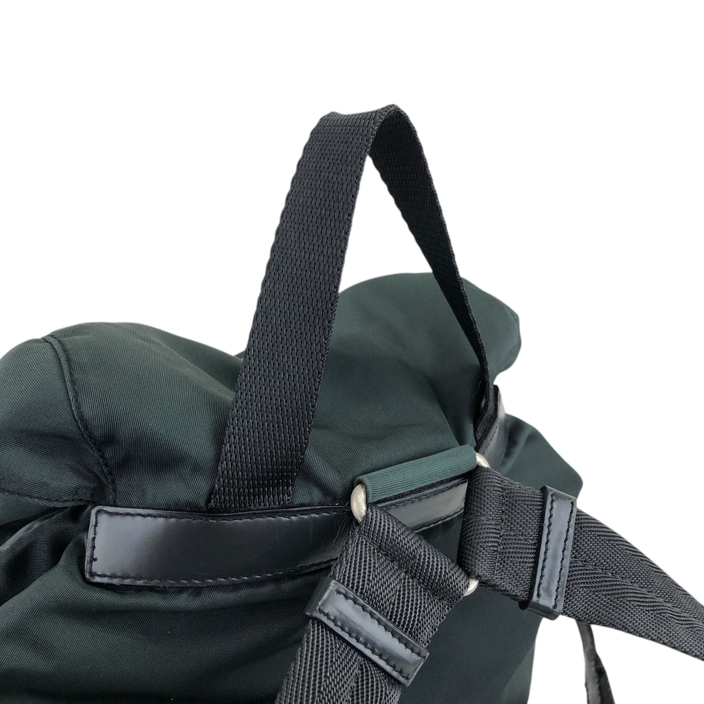 PRADA Tessuto Triangle Logo Bucket bag Green Vintage nxdhfi