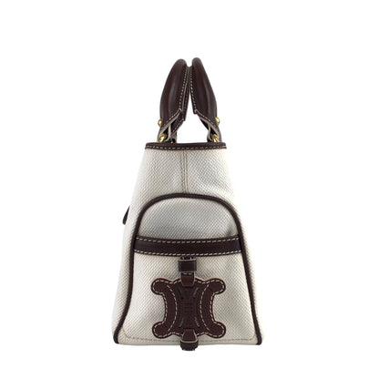 CELINE Blason Handbag White Vintage x57fp6