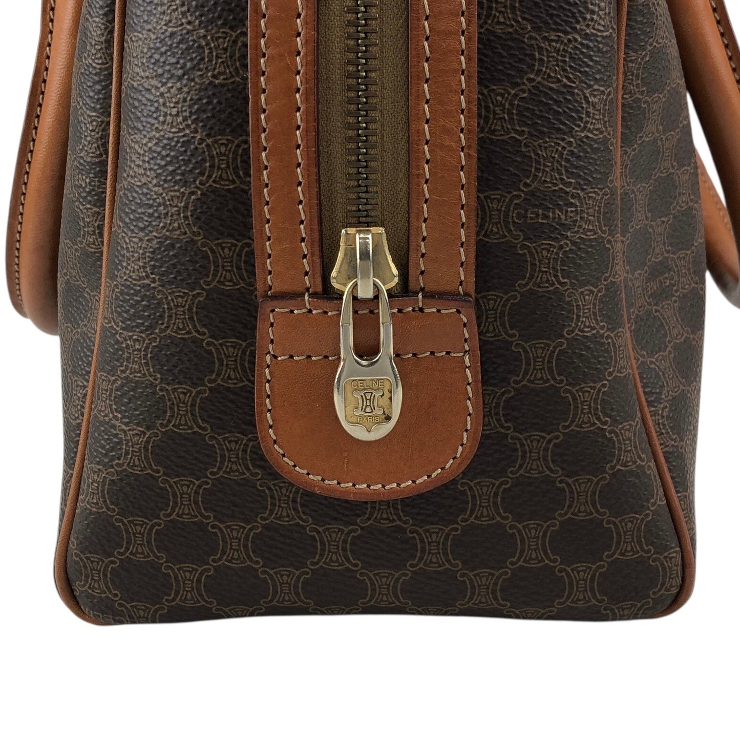 CELINE Macadam Blason Two-way Handbag Shoulder bag Brown Vintage mxkp72