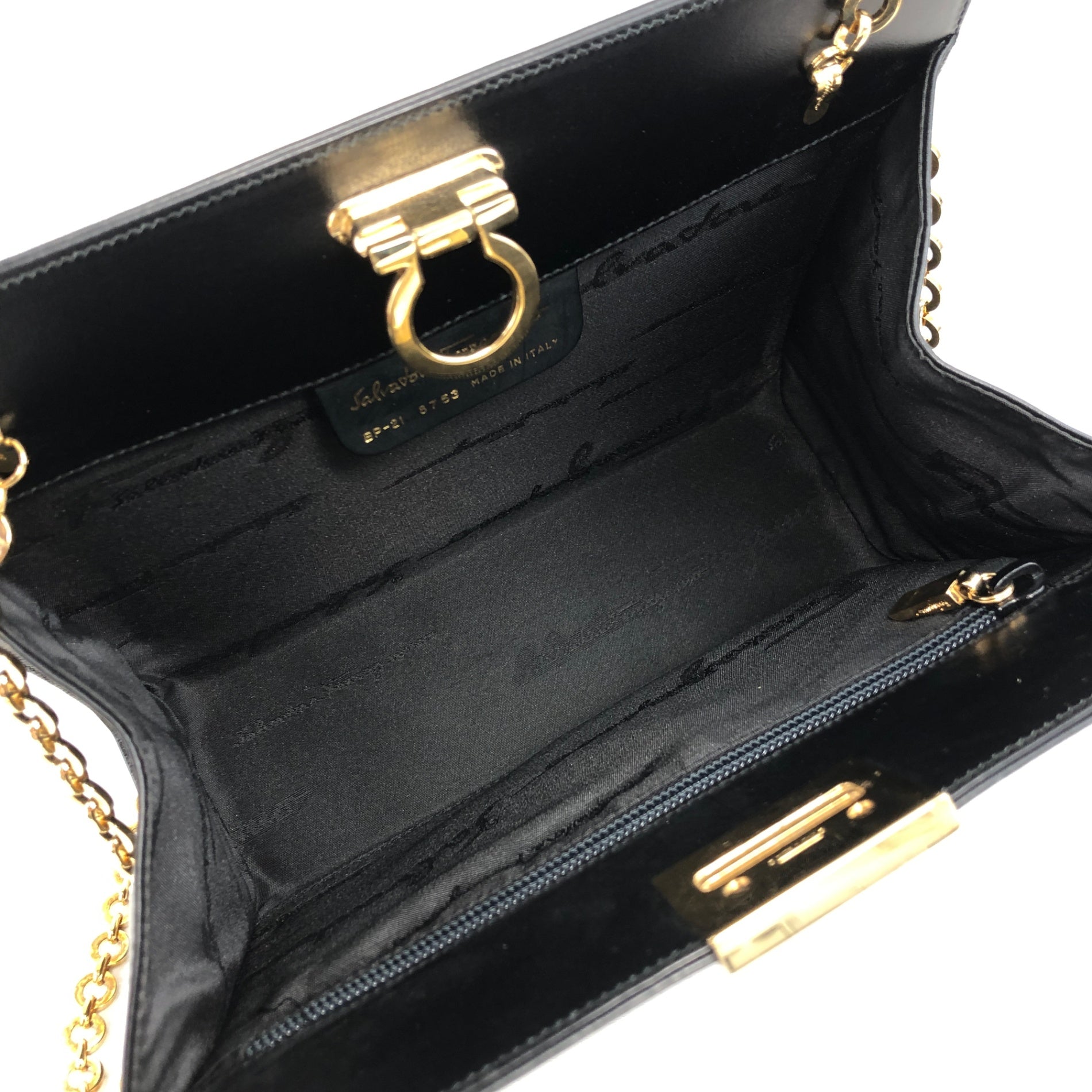 Salvatore Ferragamo Gancini Chain Shoulder bag Black Vintage
