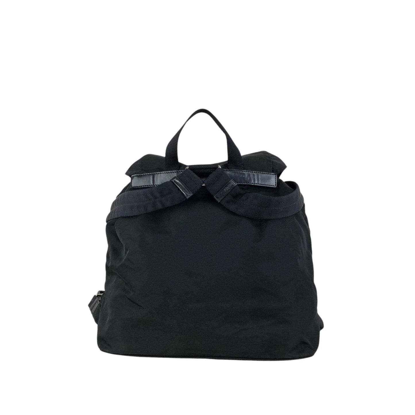PRADA Tessuto Triangle Logo Double Pocket Backpack Black Vintage rr2dvd
