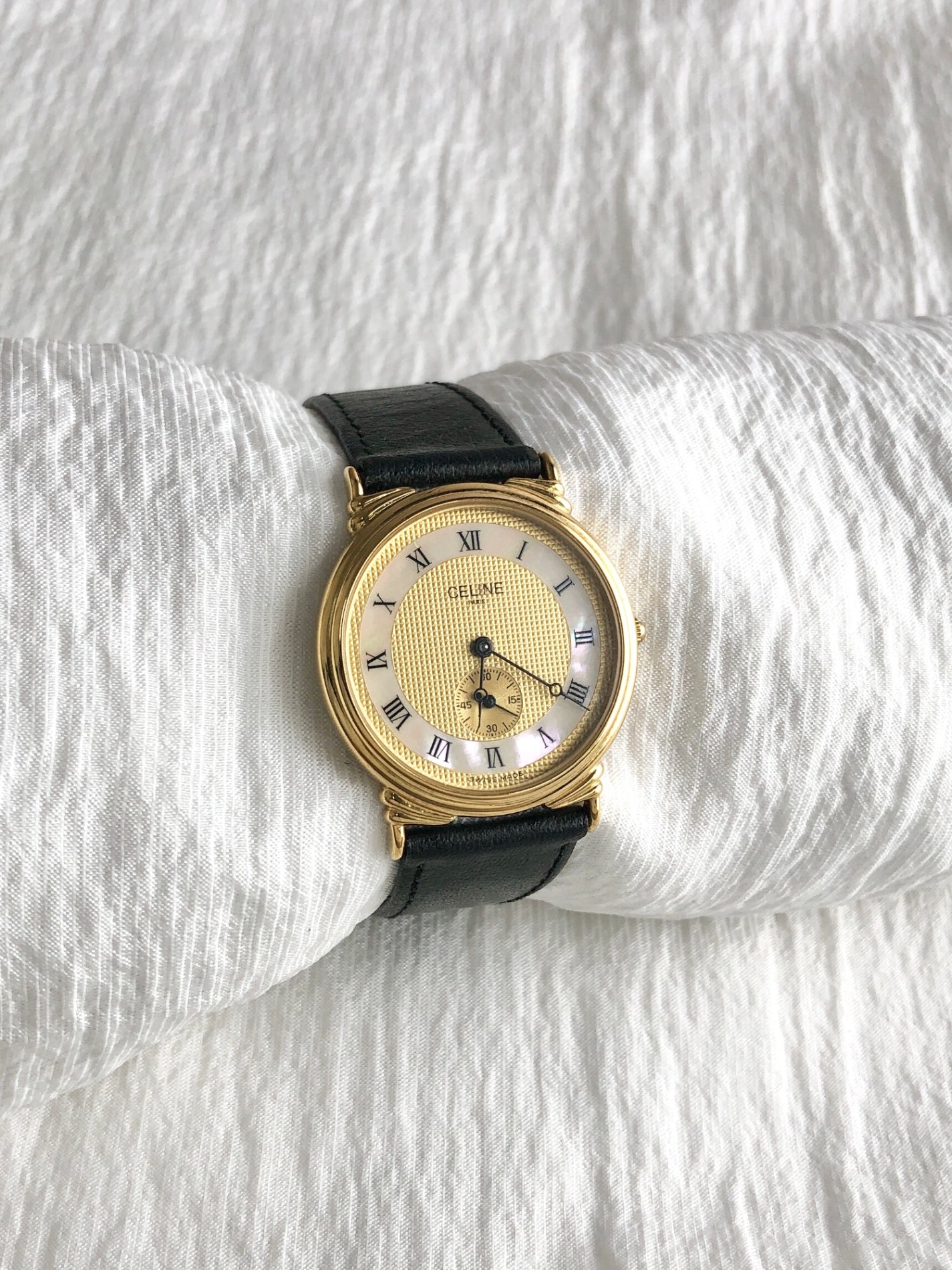 CELINE Watch Gold×Black Vintage k2wzaa
