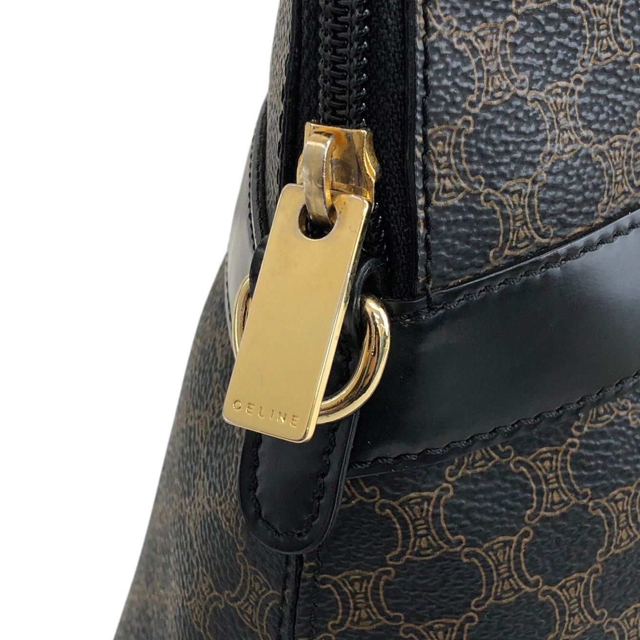 CELINE Macadam Two-way Handbag Shoulder bag Black Vintage ieb3mk