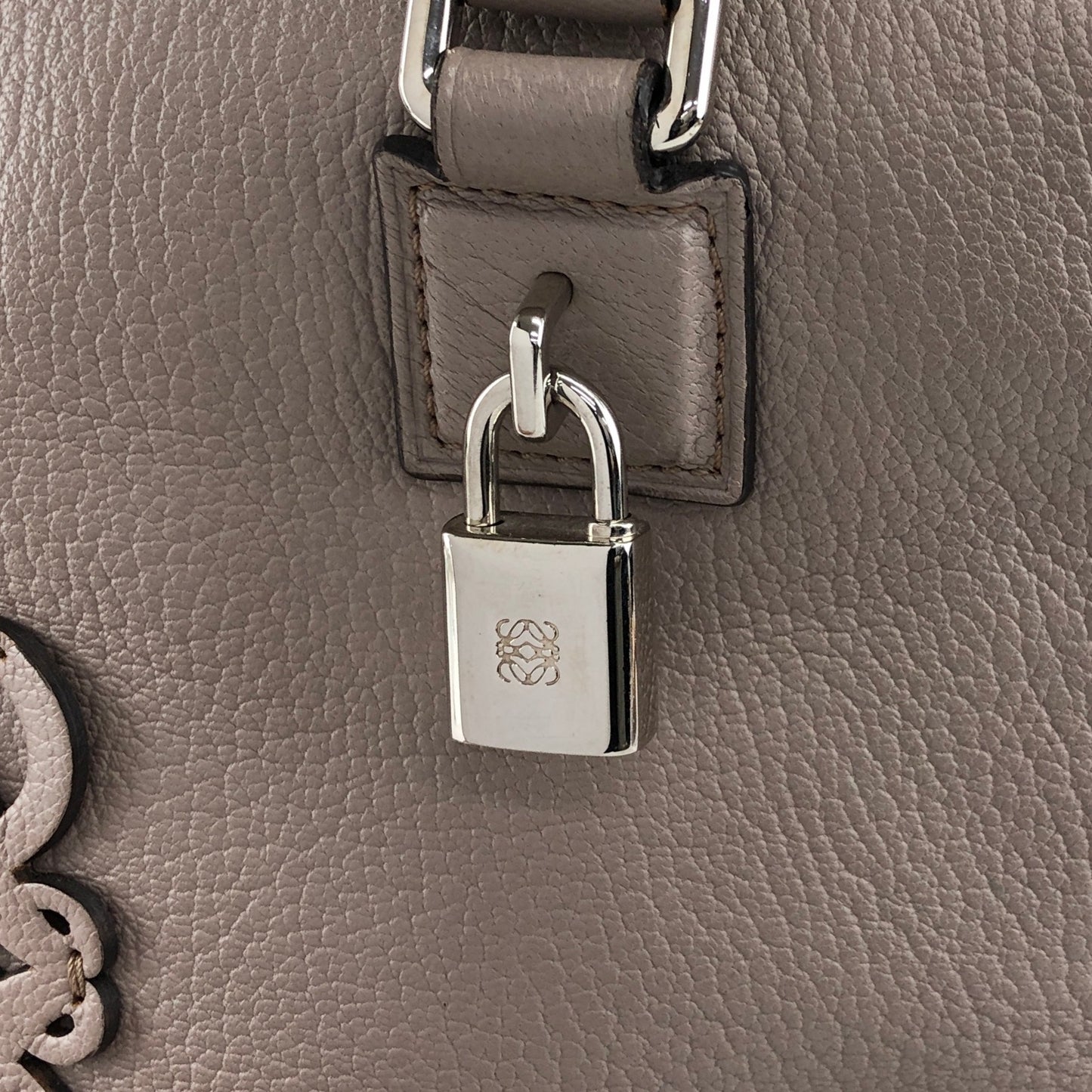 LOEWE Amazona36 Anagram Handbag Boston bag Gray Vintage mhy4fx