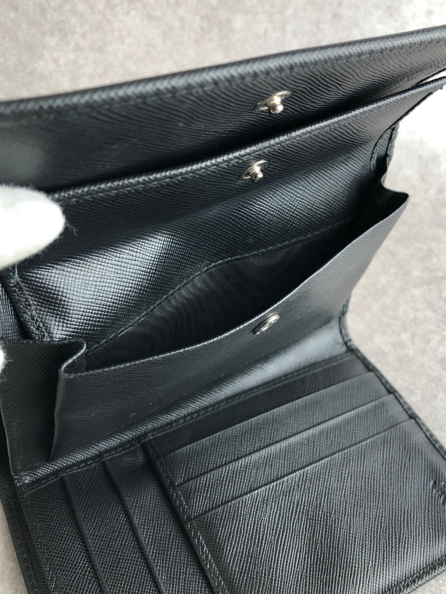 PRADA Logo  Folded Wallet Black Vintage gfnuwt