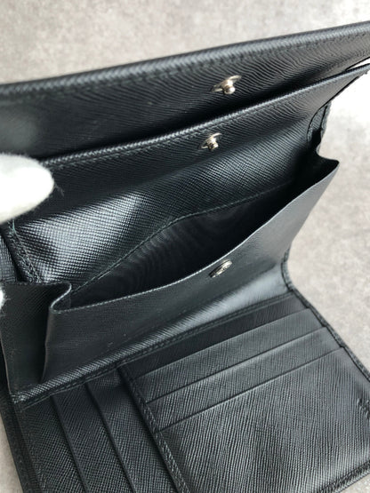 PRADA Logo  Folded Wallet Black Vintage gfnuwt