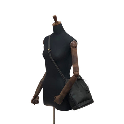 Yves Saint Laurent YSL Logo Drawstring Shoulder bag Black Vintage 3jig7u