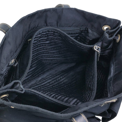 PRADA Tessuto Triangle Logo Double Pocket Totebag Navy Vintage 8ka5ea