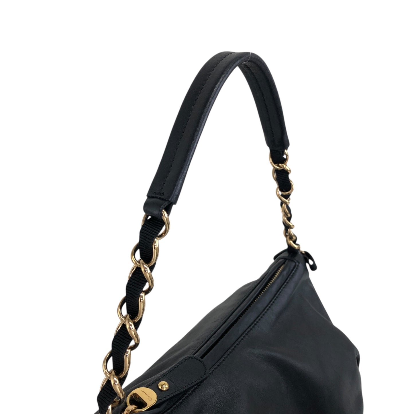 Salvatore Ferragamo Vala Ribbon Chain Shoulder bag Black Vintage j65jf8