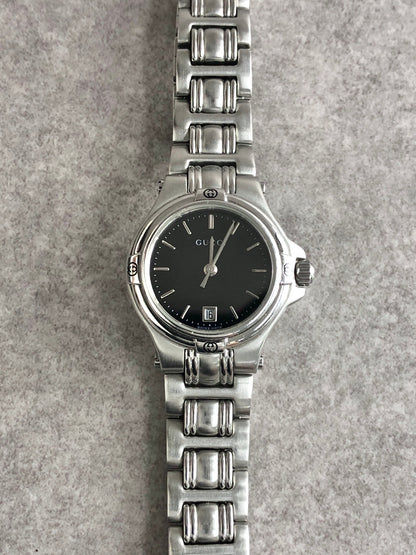 GUCCI Logo Quartz Watch Silver 9040L Vintage mgafij