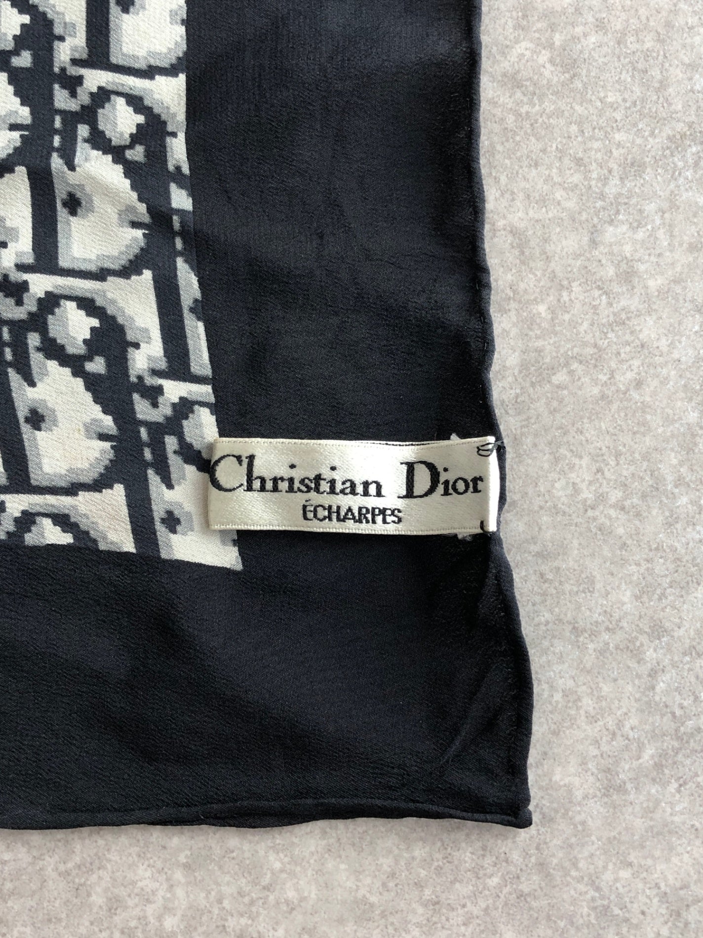 Christian Dior Trotter Silk Scarf Black Vintage xagbg3