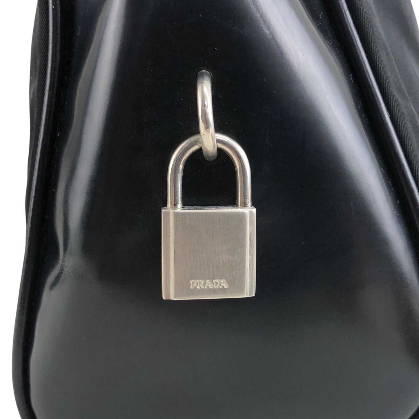 PRADA Triangle Logo Padlock Totebag Black Vintage 5g8nni