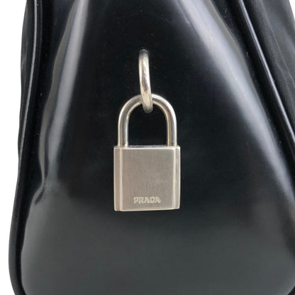 PRADA Triangle Logo Padlock Totebag Black Vintage 5g8nni