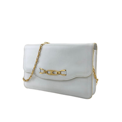 CELINE Blason Chain Shoulder bag White Vintage hm62kf