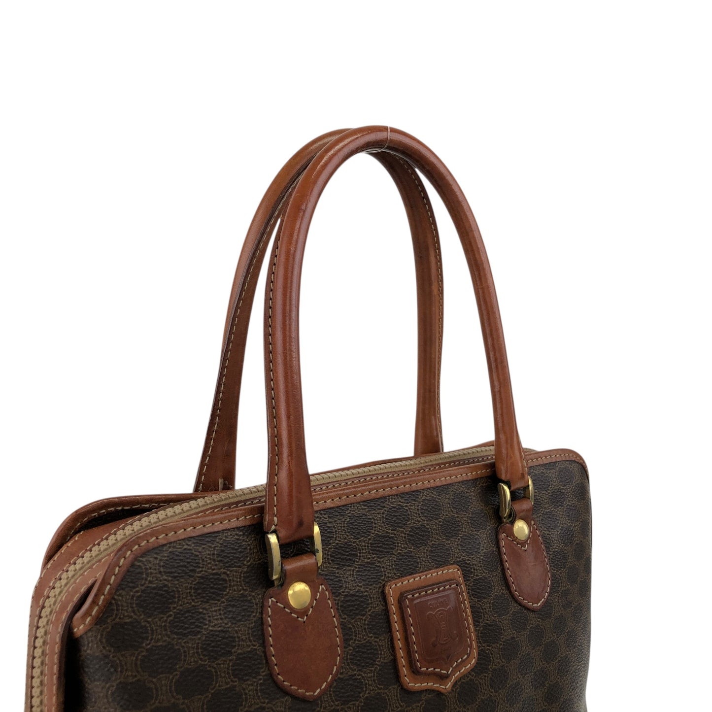 CELINE Macadam Blason Handbag Brown Vintage yry5hb