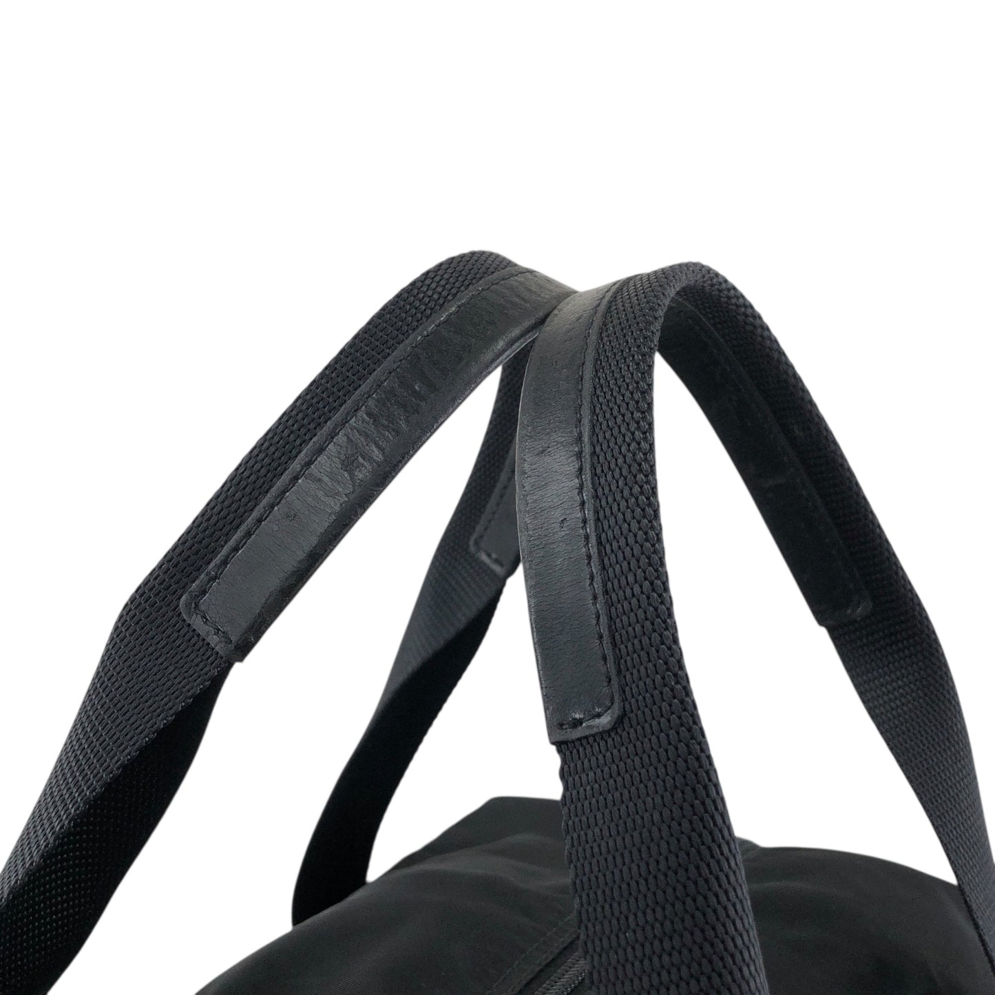 PRADA Tessuto Triangle Logo Handbag Boston bag Black Vintage ycwtum