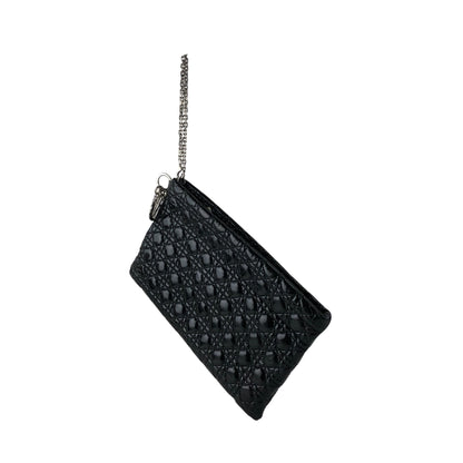 Christian Dior Cannage Logo Charm Handbag Black Vintage gk2smc