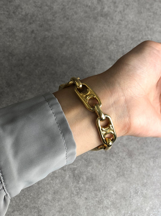 CELINE Blason Bracelet Gold Vintage ukpt55