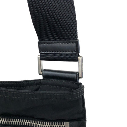 PRADA Tessuto Triangle Logo Shoulder bag Black Vintage mdycd2