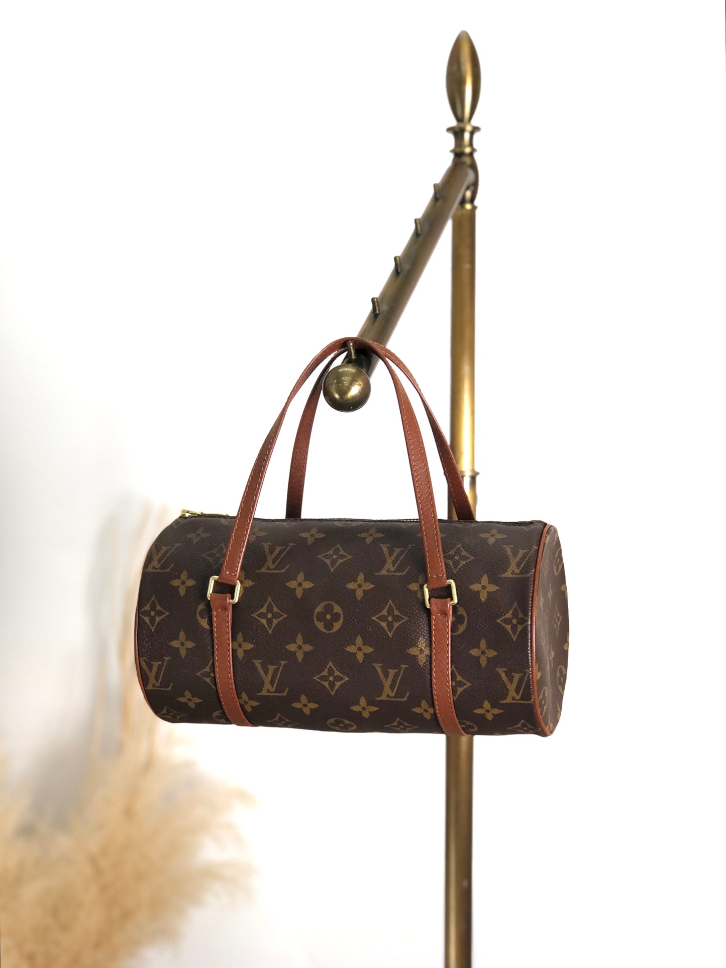 LOUIS VUITTON Monogram Handbag Brown Vintage s8bvhc