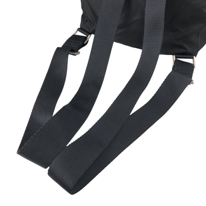 PRADA Tessuto Triangle Logo Double Pocket Backpack Black Vintage wu63sv