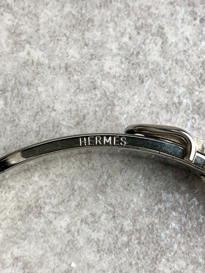 HERMES Belt Motif Bangle Black×Silver Vintage 3yap7t