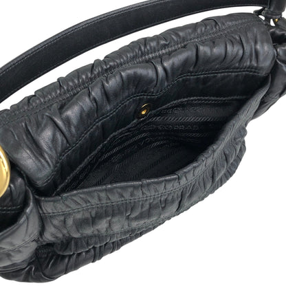 PRADA Logo Front Lock Two-way Handbag Shoulder bag Black Vintage zdrec3