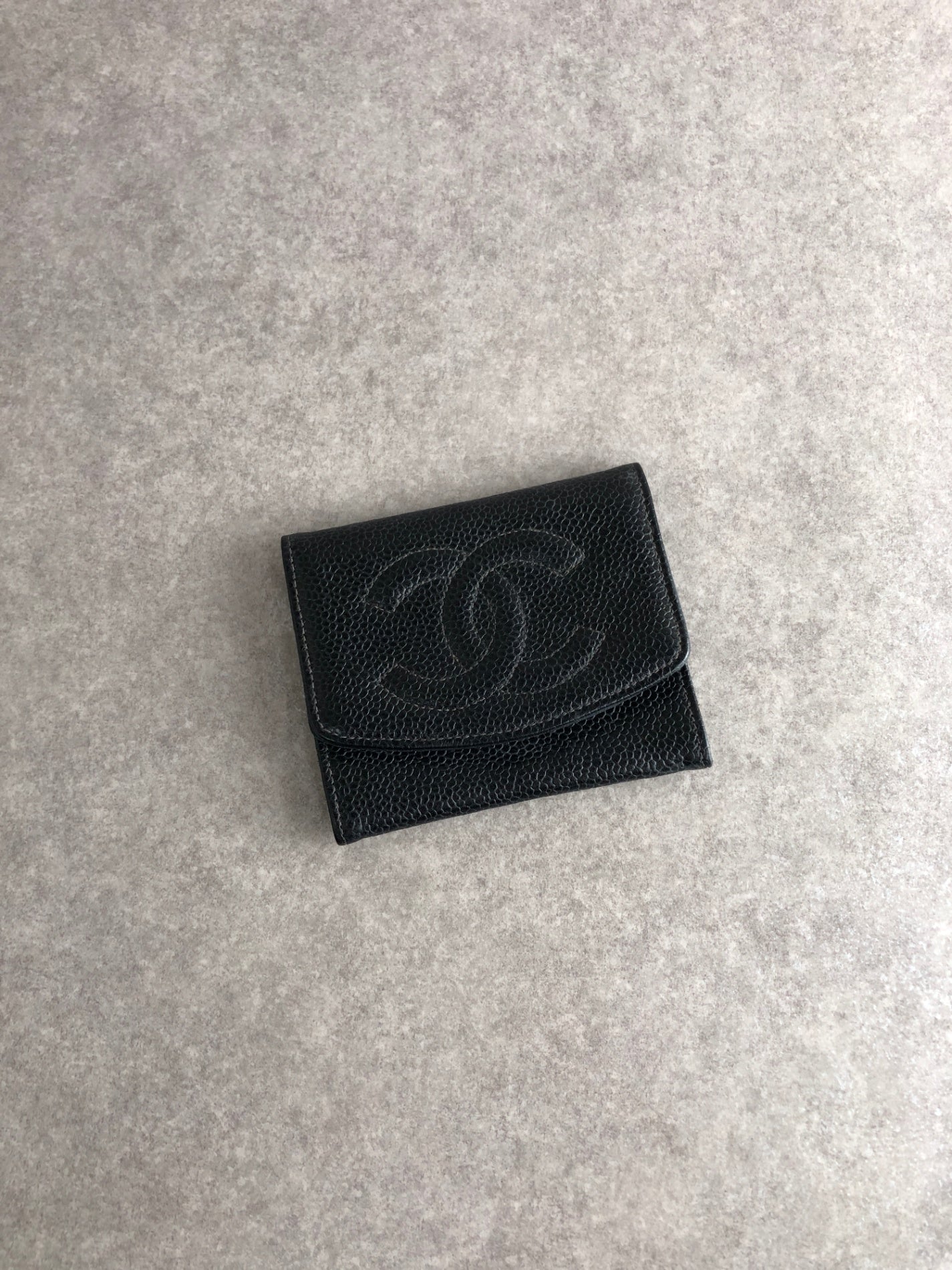 CHANEL Coco Mark Coin Purse Black Vintage 5byxkp