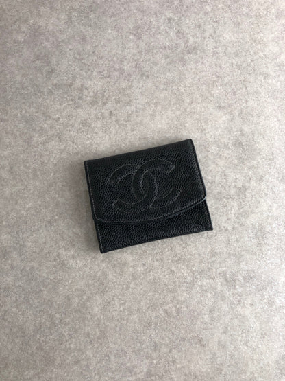 CHANEL Coco Mark Coin Purse Black Vintage 5byxkp