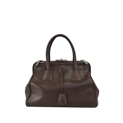 PRADA Metal Clasp Handbag Brown Vintage zwwp2k