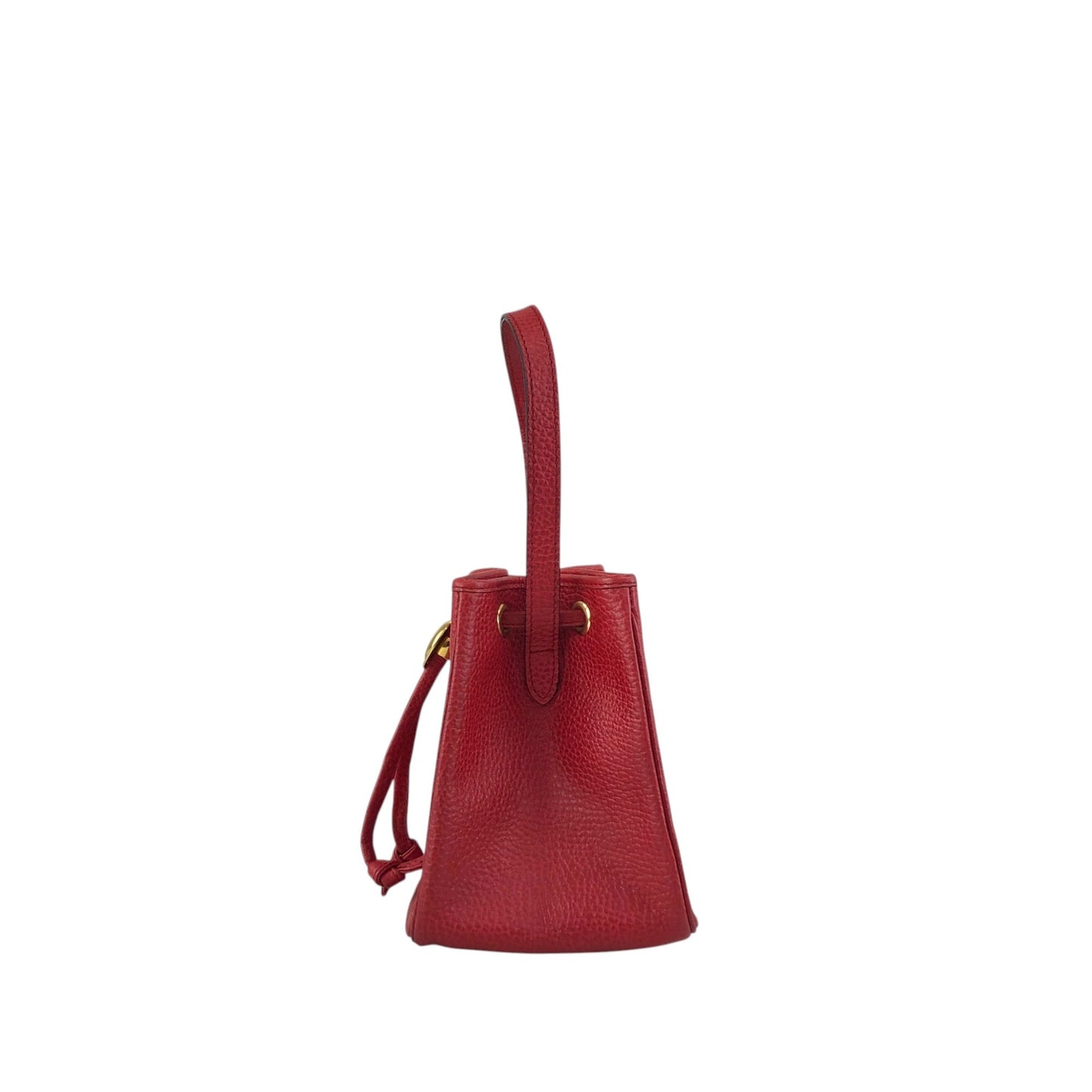 Christian Dior CD Logo Drawstring Small Handbag Red Vintage 46ensx