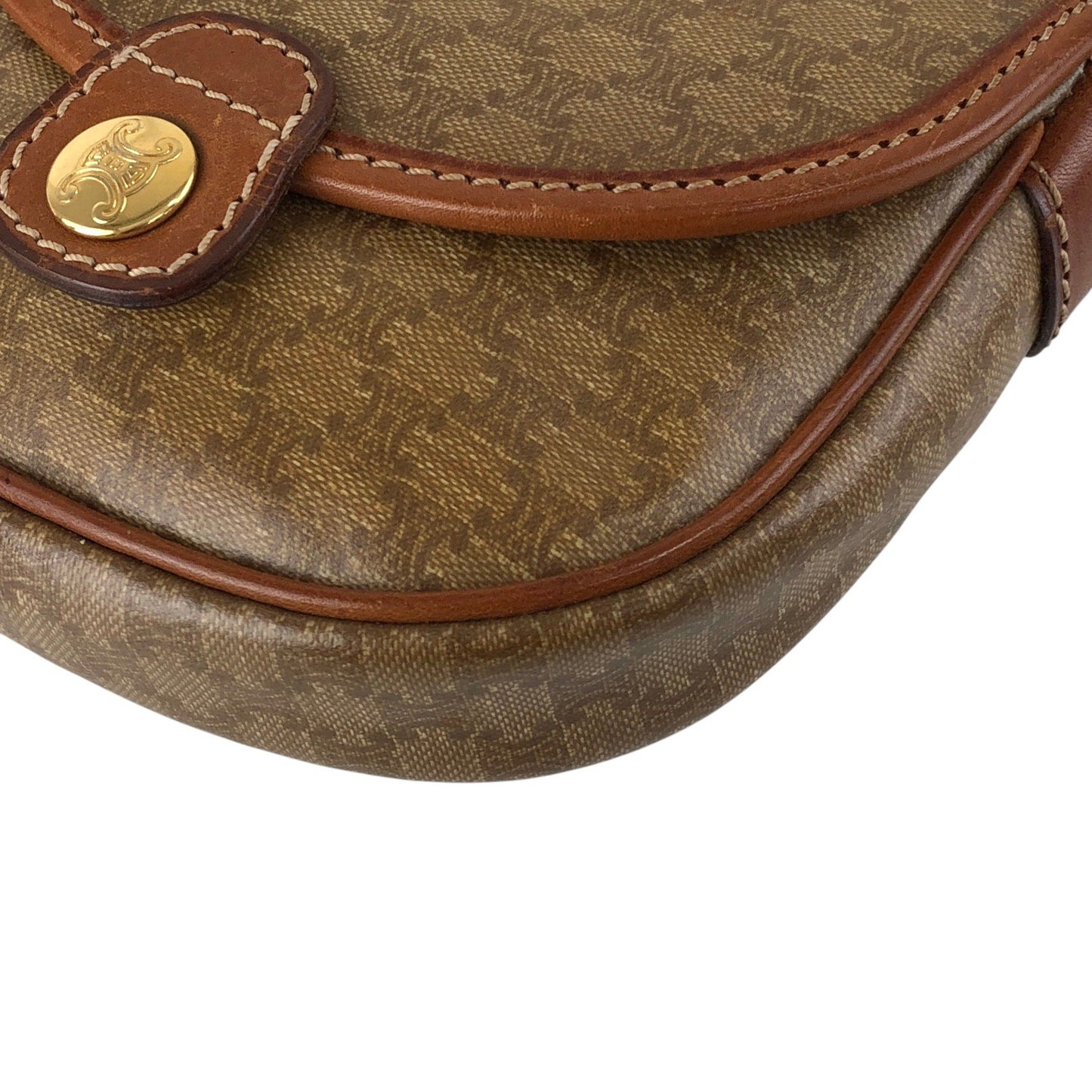 CELINE Macadam Blason Shoulder bag Beige Vintage edxz2b