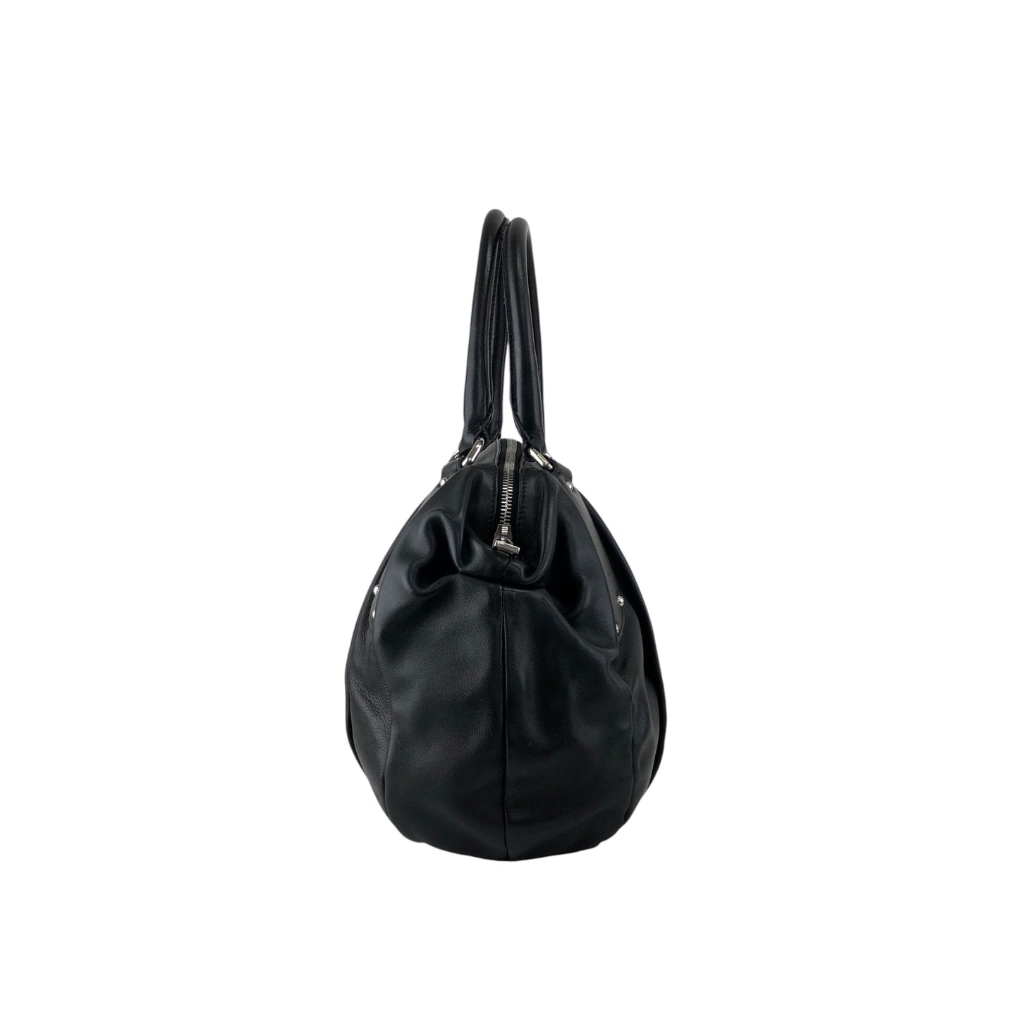 PRADA Logo Handbag Black Vintage w6ty5k