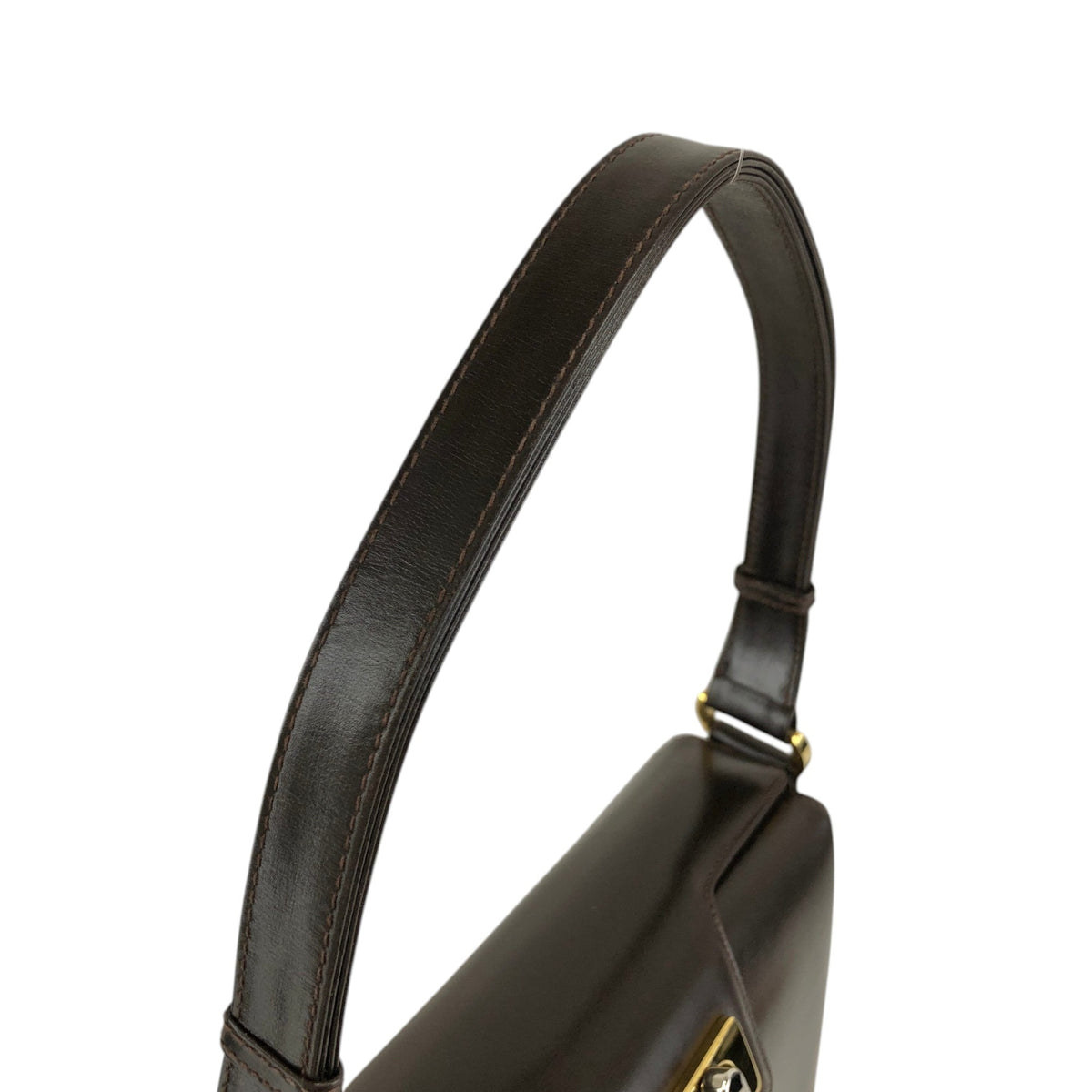 GUCCI Turn Lock Handbag Brown Vintage ud4z3y