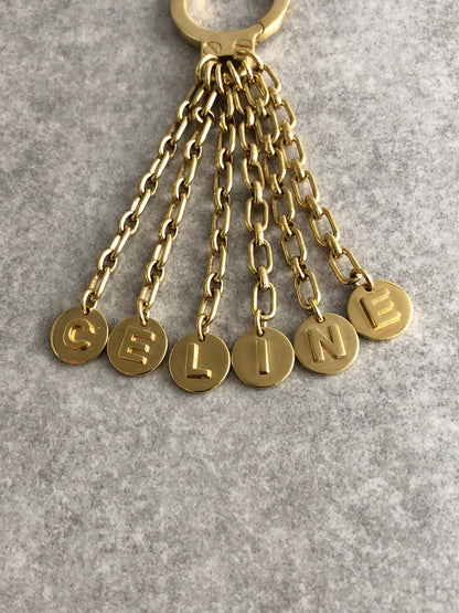 CELINE Logo Motif Charm Gold Vintage ww7btc