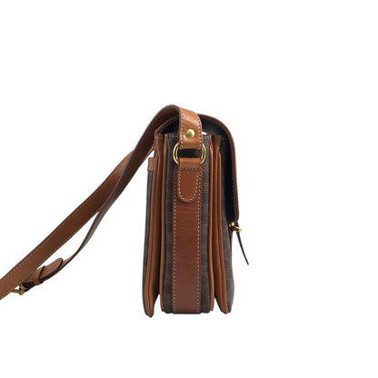 CELINE Macadam Blason Front Buckle Shoulder bag Brown Vintage yanyh7