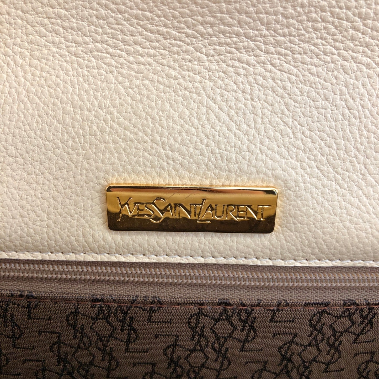 Yves Saint Laurent YSL 標誌單肩包白色復古 27p47c