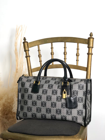 LOEWE Anagram Small Boston bag Handbag Gray Vintage hp67iy